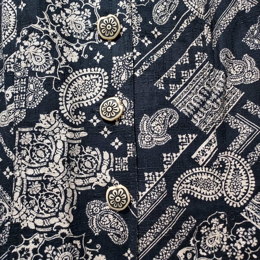 Old Money Coldwater Creek Black & Taupe Paisley Jacket Medium Cotton / Silk - Picture 3 of 8